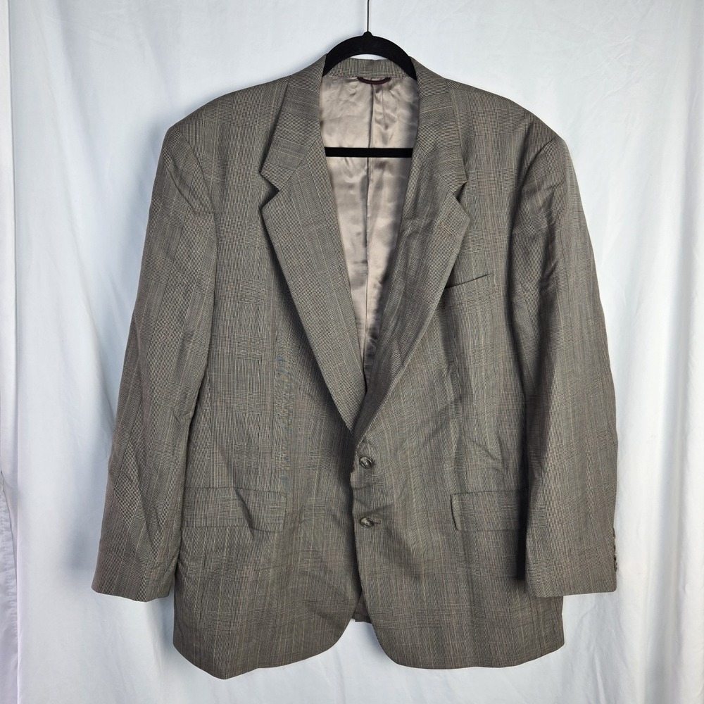 Vtg Orlando Clothier Detroit Virgin Wool Glen Plaid Jacket Blazer 46R Union Made
